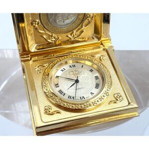 Pope John Paul II Gold Lire Coin 1997 Vintage Folding Portable Quartz Clock